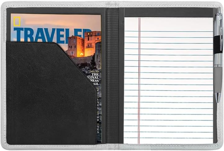 Konper Classic Padfolio/Junior Portfolio Folder Case, Business A5 Binder Organizer Notepad for Men Women, 5 x 8 Writing Pad Included, Silver - Image 2